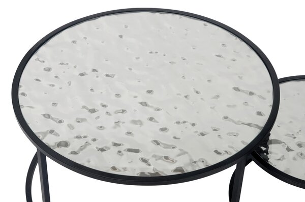 SADA KONFERENČNÍCH STOLKŮ, černá, barvy stříbra, kov, sklo, kompozitní dřevo, 80/44,5/80 cm MID.YOU - Konferenční stolky, Online Only