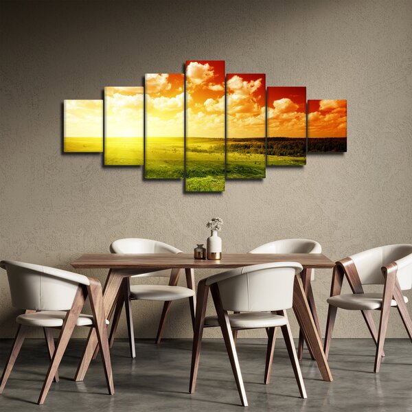Obraz louky se zářícím sluncem (210x100 cm)
