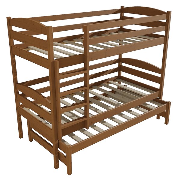 Vomaks Patrová postel s výsuvnou přistýlkou PPV 016 Rozměr: 80 x 180 cm, Barva: moření dub, Prostor mezi lůžky: 80 cm