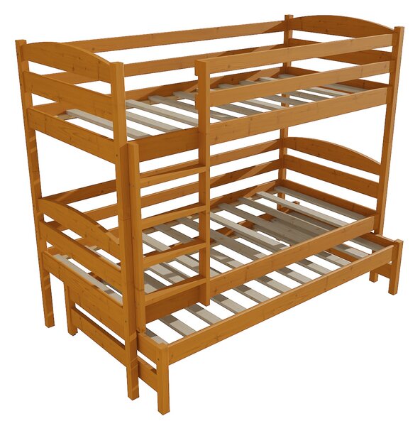 Vomaks Patrová postel s výsuvnou přistýlkou PPV 016 Rozměr: 90 x 190 cm, Barva: moření olše, Prostor mezi lůžky: 80 cm