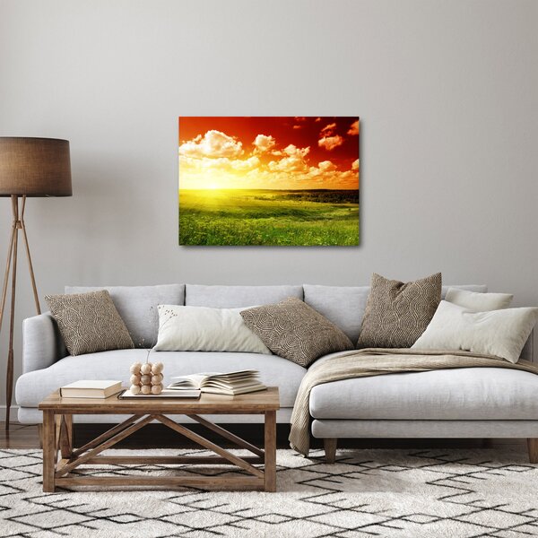 Obraz louky se zářícím sluncem (70x50 cm)
