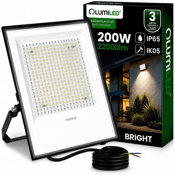LED REFLEKTOR HALOGEN LAMPA 200W VODĚODOLNÝ PRŮMYSLOVÝ 4000K