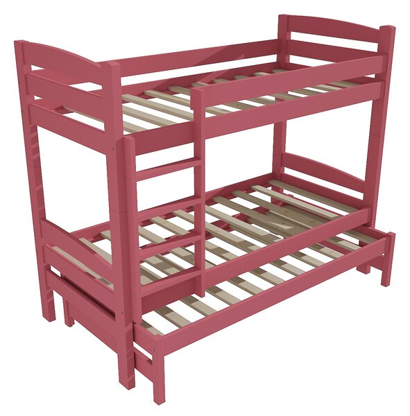 Vomaks Patrová postel s výsuvnou přistýlkou PPV 017 Rozměr: 80 x 180 cm, Barva: barva růžová, Prostor mezi lůžky: 80 cm