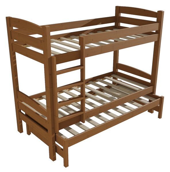 Vomaks Patrová postel s výsuvnou přistýlkou PPV 017 Rozměr: 90 x 180 cm, Barva: moření dub, Prostor mezi lůžky: 80 cm