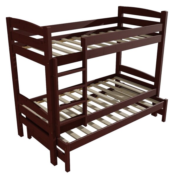 Vomaks Patrová postel s výsuvnou přistýlkou PPV 017 Rozměr: 80 x 180 cm, Barva: moření ořech, Prostor mezi lůžky: 80 cm