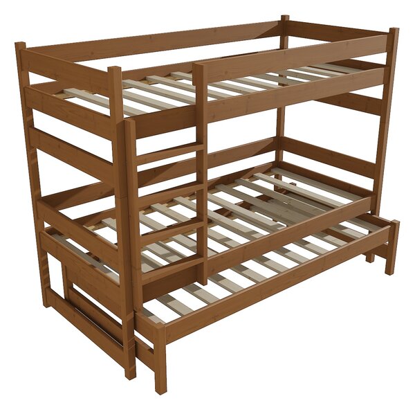 Vomaks Patrová postel s výsuvnou přistýlkou PPV 018 Rozměr: 80 x 180 cm, Barva: moření dub, Prostor mezi lůžky: 80 cm