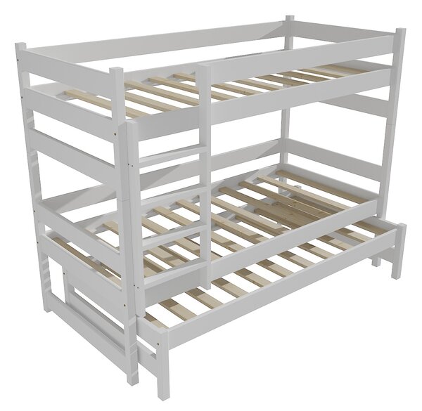 Vomaks Patrová postel s výsuvnou přistýlkou PPV 018 Rozměr: 80 x 180 cm, Barva: barva bílá, Prostor mezi lůžky: 80 cm