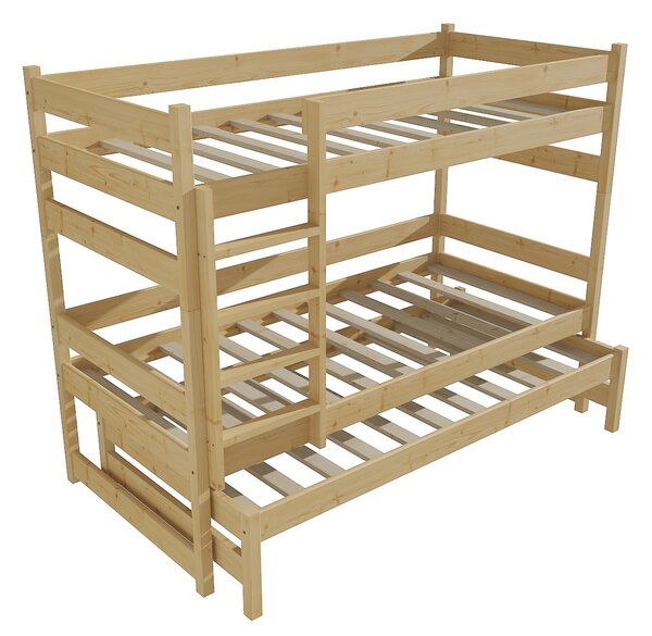 Vomaks Patrová postel s výsuvnou přistýlkou PPV 018 Rozměr: 80 x 200 cm, Barva: surové dřevo, Prostor mezi lůžky: 80 cm