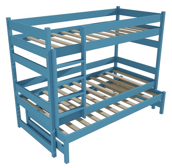 Vomaks Patrová postel s výsuvnou přistýlkou PPV 018 Rozměr: 80 x 180 cm, Barva: barva modrá, Prostor mezi lůžky: 80 cm