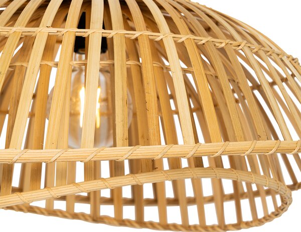 Orientální závěsné svítidlo černé s přírodním bambusovým dekorem 62 cm - Pua