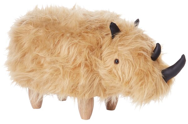 Zvířecí stolička WOOLLY Umělá kožešina Pískově béžová Nosorožec