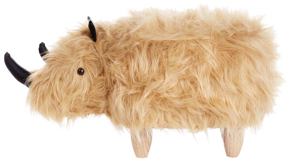 Zvířecí stolička WOOLLY Umělá kožešina Pískově béžová Nosorožec