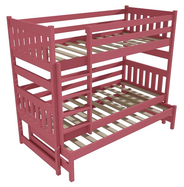 Vomaks Patrová postel s výsuvnou přistýlkou PPV 019 Rozměr: 80 x 180 cm, Barva: barva růžová, Prostor mezi lůžky: 80 cm