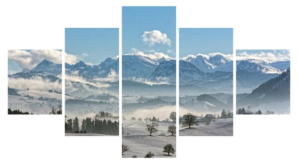 Obraz zasněžených hor (125x70 cm)