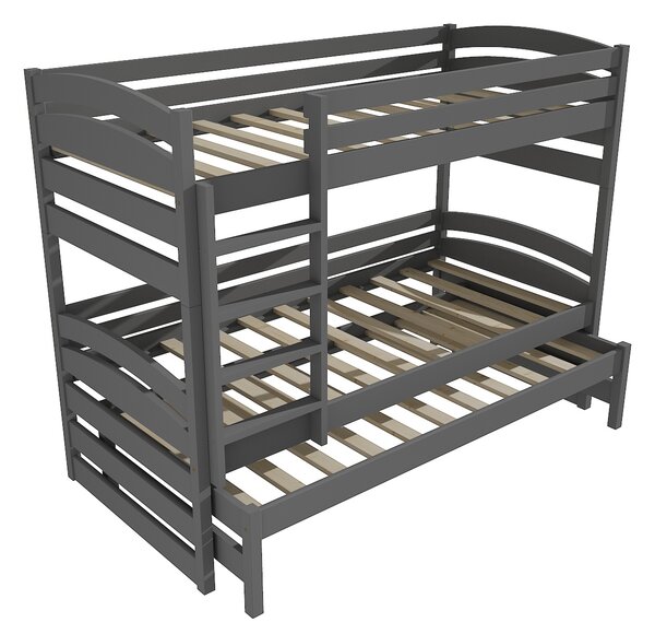 Vomaks Patrová postel s výsuvnou přistýlkou PPV 020 Rozměr: 80 x 180 cm, Barva: barva šedá, Prostor mezi lůžky: 80 cm
