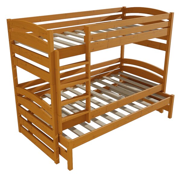 Vomaks Patrová postel s výsuvnou přistýlkou PPV 020 Rozměr: 80 x 180 cm, Barva: moření olše, Prostor mezi lůžky: 80 cm