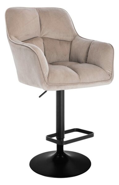LuxuryForm DESIGN Barová židle AMALFI VELUR na černé kulaté podstavě - latte