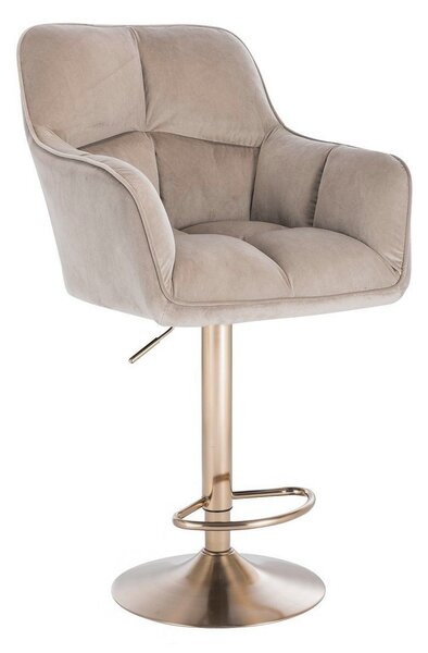 LuxuryForm DESIGN Barová židle AMALFI VELUR na zlaté kulaté podstavě - latte