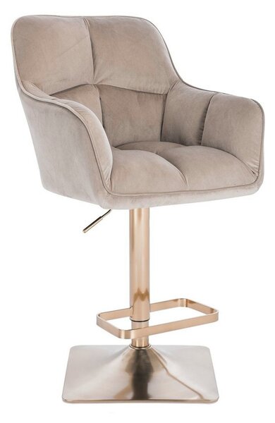 LuxuryForm DESIGN Barová židle AMALFI VELUR na zlaté hranaté podstavě - latte