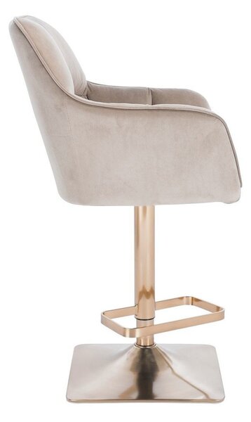 LuxuryForm DESIGN Barová židle AMALFI VELUR na zlaté hranaté podstavě - latte