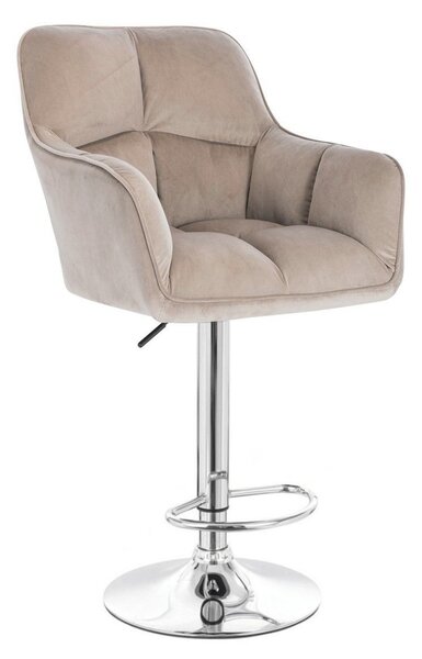 LuxuryForm DESIGN Barová židle AMALFI VELUR na stříbrné kulaté podstavě - latte