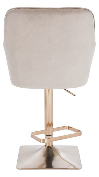 LuxuryForm DESIGN Barová židle AMALFI VELUR na zlaté hranaté podstavě - latte