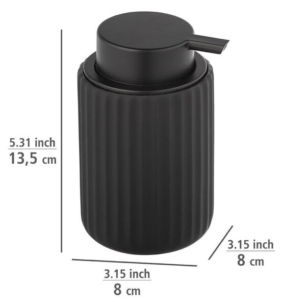 Dávkovač tekutého mýdla BELLUNO, keramický, černý, 500 ml, Wenko