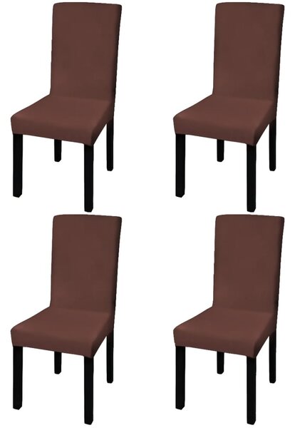 Hladké strečové potahy na židle 4 ks hnědé