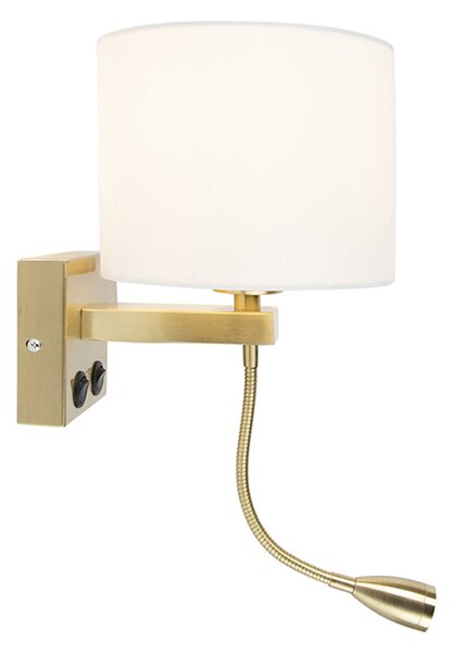 Chytrá nástěnná lampa zlatá s bílým stínítkem vč. Wifi A60 - Brescia