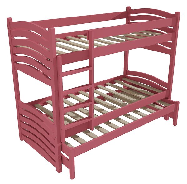 Vomaks Patrová postel s výsuvnou přistýlkou PPV 021 Rozměr: 90 x 190 cm, Barva: barva růžová, Prostor mezi lůžky: 80 cm