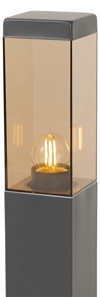 Moderní venkovní stojací lampa tmavě šedá s kouřovým sklem 45 cm - Malios