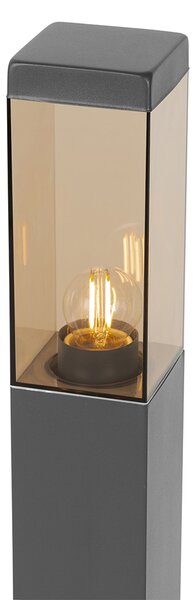 Moderní venkovní stojací lampa tmavě šedá s kouřem 80 cm - Malios