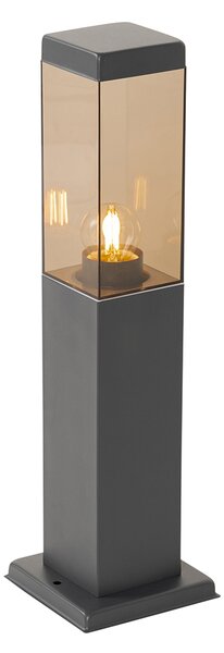Moderní venkovní lampa tmavě šedá s kouřem 45 cm - Malios