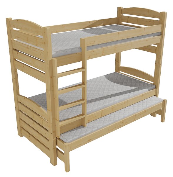 Vomaks Patrová postel s výsuvnou přistýlkou PPV 022 Rozměr: 80 x 180 cm, Barva: surové dřevo, Prostor mezi lůžky: 80 cm