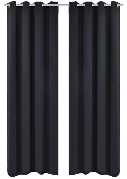 Zatemňovací závěsy s kovovými oky, 2 ks, 135x175 cm, černá