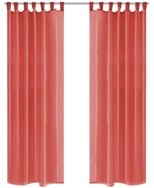 Voálové závěsy, 2 ks, 140x225 cm, červená