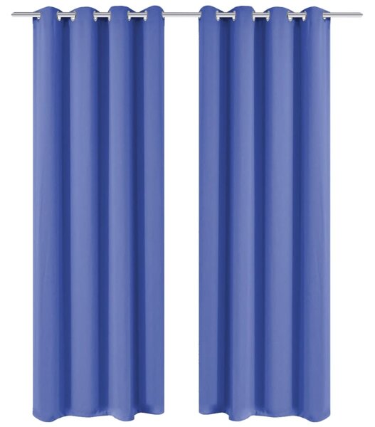 Zatemňovací závěsy s kovovými oky, 2 ks, 135x245 cm, modrá