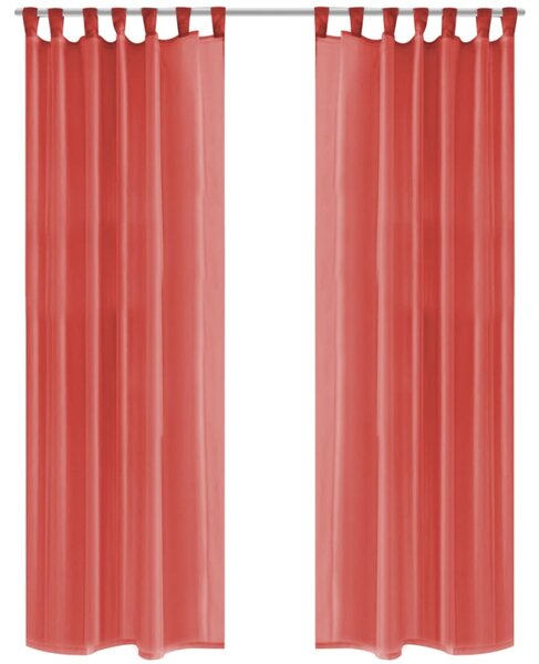 Voálové závěsy, 2 ks, 140x175 cm, červená