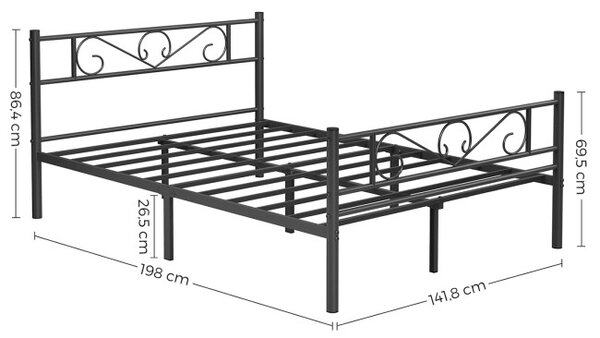 Kovová manželská postel 140 cm RMB063B01