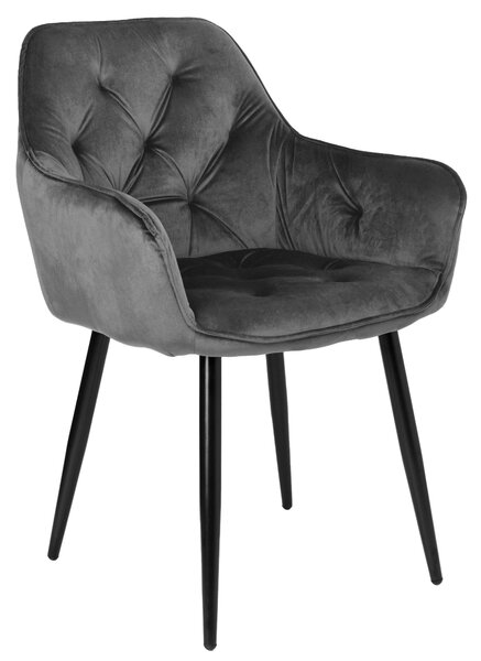 ViaDomo Via Domo - Sametová židle Galassia - šedá - 85x59x61 cm