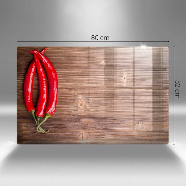 Krájecí prkénko skleněné Chilli papričky na dřevo