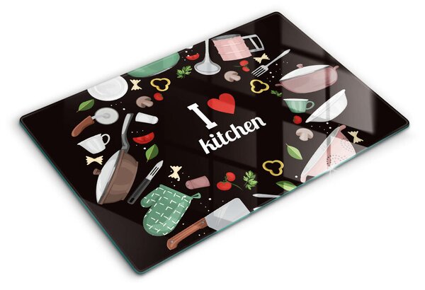 Skleněná deska do kuchyně Ilustrace miluji kuchyni