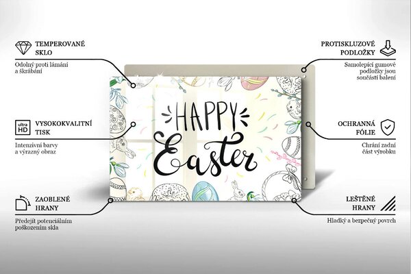 Krájecí prkénko skleněné Happy easter