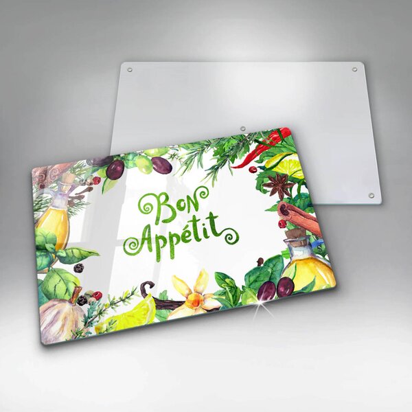 Krájecí prkénko skleněné Bon appetit nápis