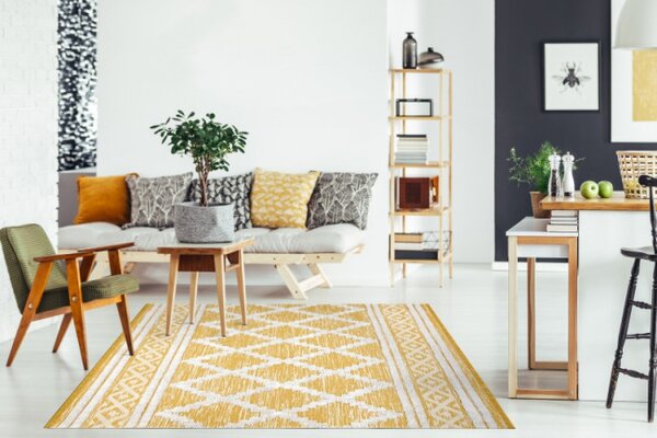 Koberec Boho SIZAL MOROC Romby 22297 žlutý/krém