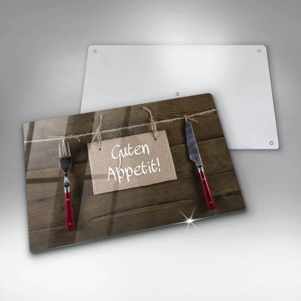 Skleněná deska do kuchyně Guten appetit nápis na deskách