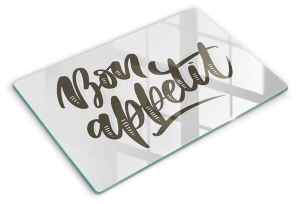 Skleněná deska do kuchyně Bon appetit nápis