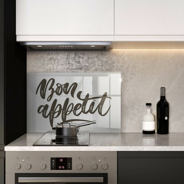 Skleněná deska do kuchyně Bon appetit nápis