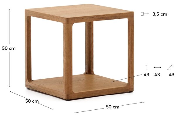Dubový odkládací stolek Kave Home Maymai 50 x 50 cm