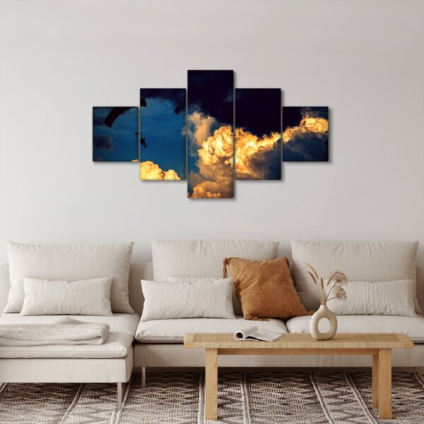 Obraz parašutisty v oblacích (125x70 cm)